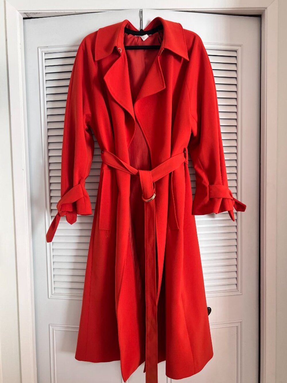H&M Orange Belted Long Trench Coat Size M